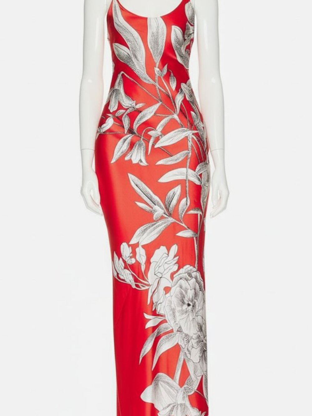 Alice + Olivia Women's Red Floral Paloma Satin Slip Dress Size 2